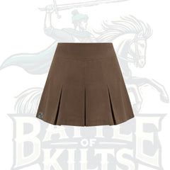 100% Cotton Mid-Rise Belted Pleated Mini Skirt