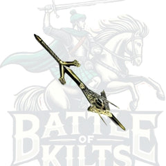 Golden Celtic Design Claymore Sword Masonic Kilt Pin | Battle of Kilts