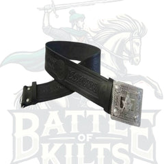 Embossed Black Kilt Leather Belt | Battle of Kilts