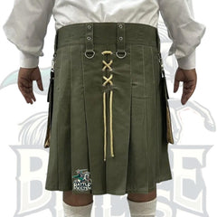 Traditional Olive and Khaki Laces Kilt – Handmade Olive Kilt for Men | BattleOfKilts