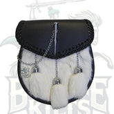 White Rabbit & Leather Sporran with Pin Closure – Premium Kilt Accessory by BattleOfKilts
