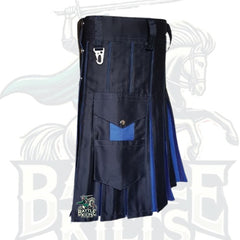 Modern Black and Blue Hybrid Utility Kilt – Premium Gothic & Alternative Wear