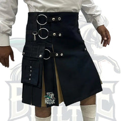 Hybrid Utility Kilt – Handmade Black & Khaki Kilt for Men | BattleOfKilts