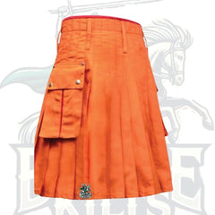 Orange Utility Kilt with Red Piping – Bold & Functional Modern Kilt