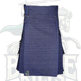 Premium Quality Scottish Blue Denim Kilt – Authentic Craftsmanship