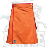 Orange Utility Kilt with Red Piping – Bold & Functional Modern Kilt