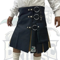 Hybrid Utility Kilt – Handmade Black & Khaki Kilt for Men | BattleOfKilts