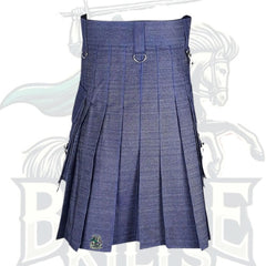 Premium Quality Scottish Blue Denim Kilt – Authentic Craftsmanship