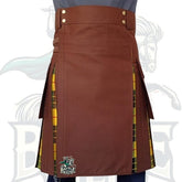 Premium Brown with MacLeod of Lewis Tartan Hybrid Kilt – A Fusion of Strength and Heritage by BattleOfKilts