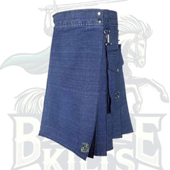 Premium Quality Scottish Blue Denim Kilt – Authentic Craftsmanship