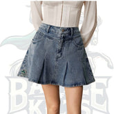 Denim Pleated Mini Skirt for Women – Casual & Trendy Fashion