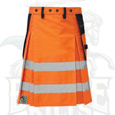 Modern Fluorescent Orange and Black Firefighter Kilt – Reflective Utility Kilt