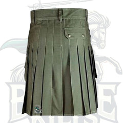 Olive Green Hiking Utility Kilt – Durable Outdoor & Adventure Kilt for Men