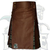 Premium Brown with Black Watch Weathered Tartan Hybrid Kilt – Scottish Heritage by BattleOfKilts