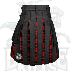 Black Denim Wallace Tartan Hybrid Kilt – Premium Scottish Utility Wear