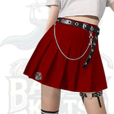 Gothic Red Pleated Mini Skirt – High Waist A-Line Punk Chic