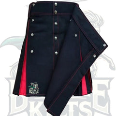 Scottish Black with Red Hybrid Kilt – Fashion Design | Brand New Stitched Kilt by BattleOfKilts