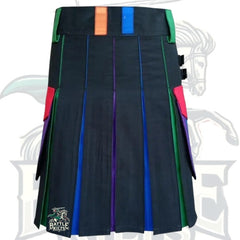 Rainbow Pride Hybrid Kilt for Men – LGBTQ Festival Kilt with Colorful Pleats & Side Pockets | BattleOfKilts