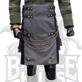 Men’s Tactical Hybrid Kilt – Black and Grey Gothic Kilt with Chains & Metal Hardware | BattleOfKilts