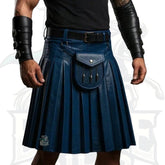 Leather Kilt with Sporran – Handmade Pleated Gladiator Skirt for Scottish Highland Wear