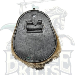 Scottish Handmade Brown Fur Leather Kilt Sporran with Stag Head & Feather Accent – Battle of Kilts
