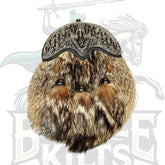 Scottish Handmade Brown Fur Leather Kilt Sporran with Stag Head & Feather Accent – Battle of Kilts