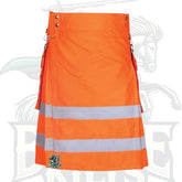 Modern Orange Firefighter Kilt with Detachable Pockets – Handmade Utility