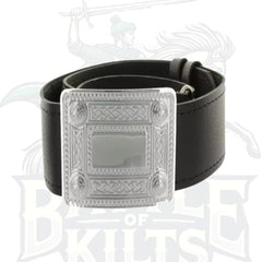 Black Leather Plain Kilt Belt With Buckle | Battle of Kilts