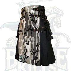 Urban Camo Gothic Utility Kilt with Black Cotton – Premium Gothic & Tactical Style Wear