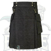 Black Denim Utility Kilt for Men – Modern Workwear