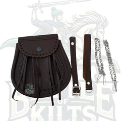 Brown Leather Kilt Sporran – New Premium Design with Free Chain by BattleOfKilts