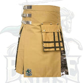 Khaki and Urban Camo Hybrid Utility Kilt with Front Pocket – Premium Tactical Scottish-Inspired Wear
