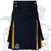 Black and Yellow Hybrid Kilt for Men – Modern Hybrid Kilt with Cargo Pocket | BattleOfKilts