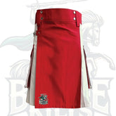 White and Red Two-Tone Utility Kilt – Premium Hybrid Scottish-Inspired Wear