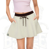 Cotton-Blend Two-Tone Mid-Rise Drawstring A-Line Mini Skirt – Stylish & Comfortable