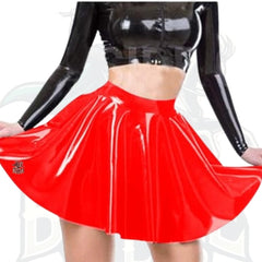 PVC Pleated A-Line Mini Skater Skirt for Women – Wet Look Patent Leather