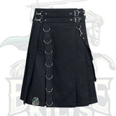 Modern Black Gothic Punk Kilt – Calle Utility Kilt with Chains & Pockets