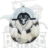 Scottish Handmade White Fur Stag Head Leather Kilt Sporran with 3 Tassels – Battle of Kilts