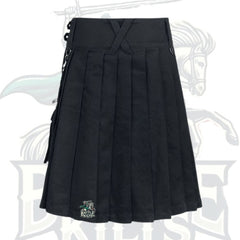 Modern Black Gothic Punk Kilt – Calle Utility Kilt with Chains & Pockets
