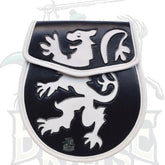 Scottish Men’s White Lion Rampant Black Leather Kilt Sporran – Chain & Belt by BattleOfKilts