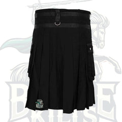 Modern Black Gothic Kilt with Chains – Stylish Alternative Utility Kilt