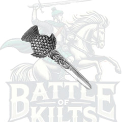 Chrome Round Emblem Thistle Scottish Kilt Pin | Battle of Kilts
