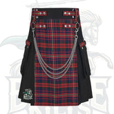 Stylish Black Gothic Kilt with Tartan Apron and Chains – Alternative Highland Wear by BattleOfKilts