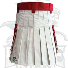 White and Red Two-Tone Utility Kilt – Premium Hybrid Scottish-Inspired Wear