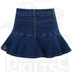 Sweet Pleated Denim Pompom Cake Short Skirt