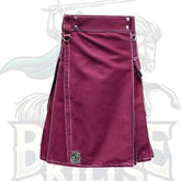 Maroon Utility Kilt with White Outer Thread – Stylish & Functional Modern Kilt