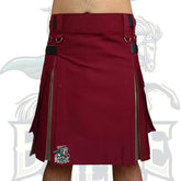 Scottish Maroon with Khaki Hybrid Kilt – 4 Straps Design | Modern Utility Kilt by BattleOfKilts