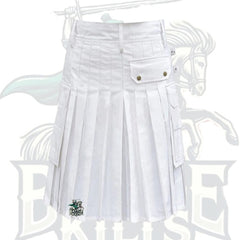 White Utility Kilt – Modern Functional Kilt with Pockets