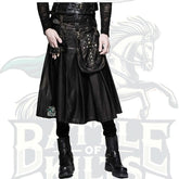 Cowhide Black Leather Gothic Kilt for Men – Handmade Premium Gothic Style