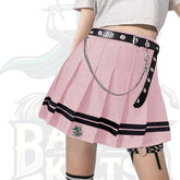 Women’s Goth High Waist Pleated Mini Skirt – A-Line Punk Style